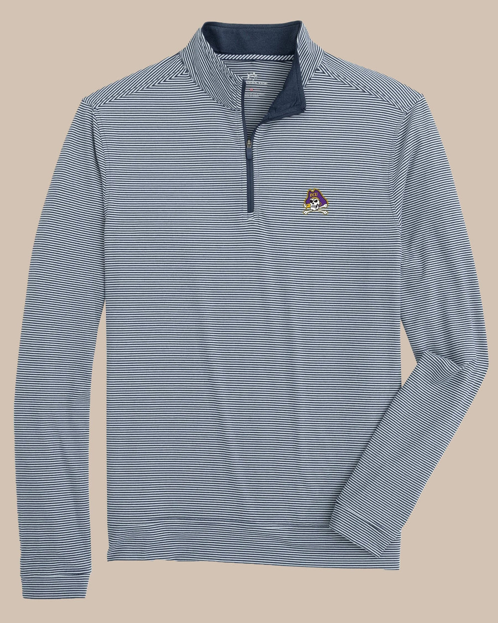 East Carolina Cruiser Micro-Stripe Heather Quarter Zip C_Outerwear Southern Tide 