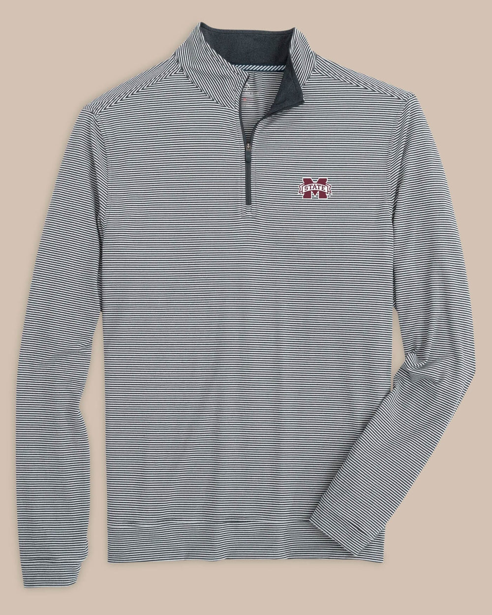 Mississippi State Bulldogs Cruiser Micro-Stripe Heather Quarter Zip C_Outerwear Southern Tide 