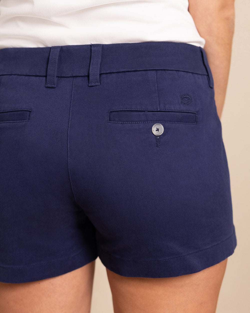 The detail view of the Southern Tide Women's 3 Inch Leah Short by Southern Tide - Nautical Navy