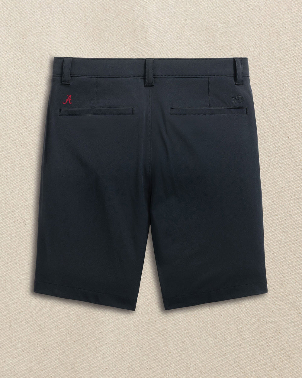 The back view of the Southern Tide Alabama Crimson Tide brrr°®-die 8" Performance Short by Southern Tide - Caviar Black