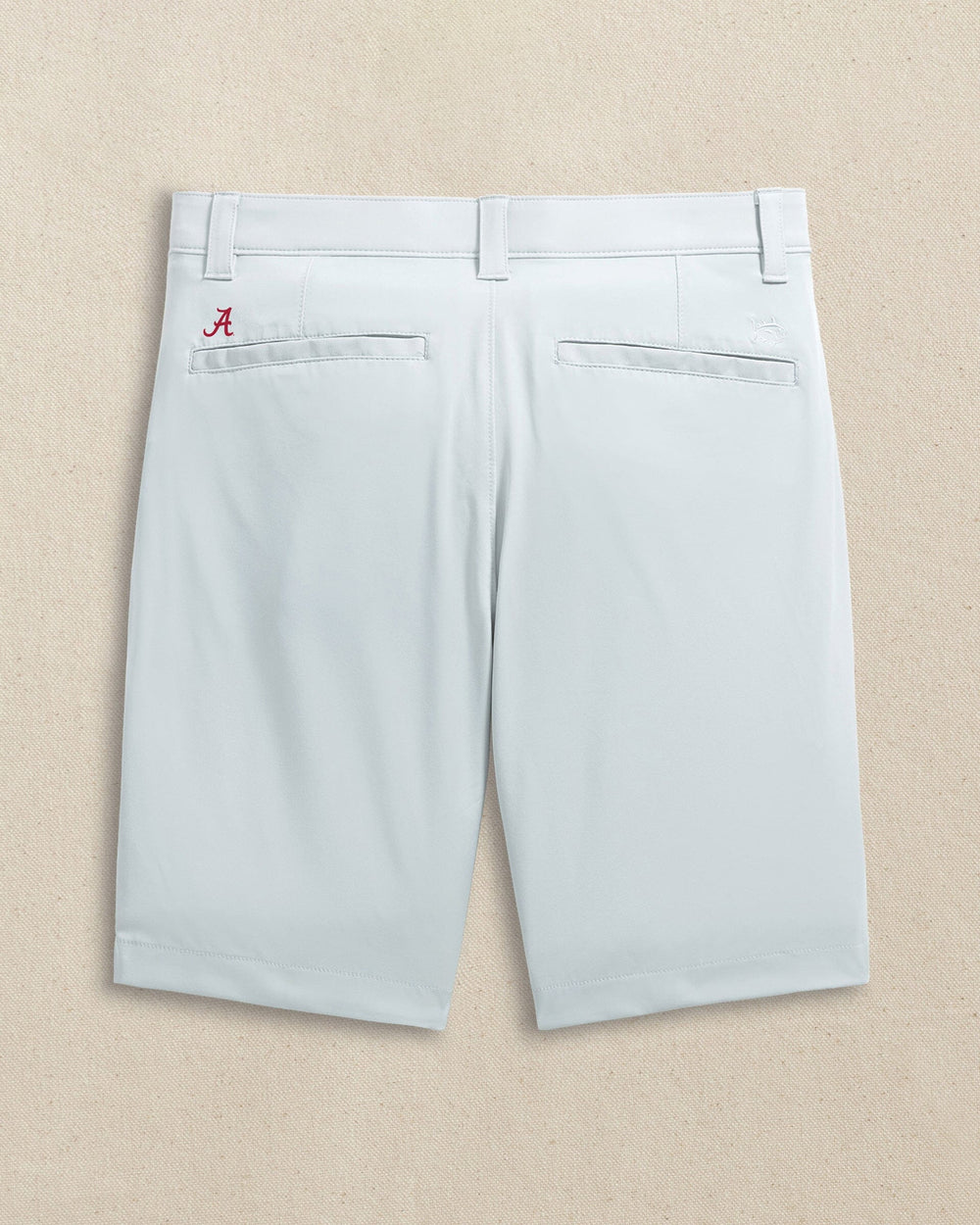 The back view of the Southern Tide Alabama Crimson Tide brrr°®-die 8" Performance Short by Southern Tide - Seagull Grey