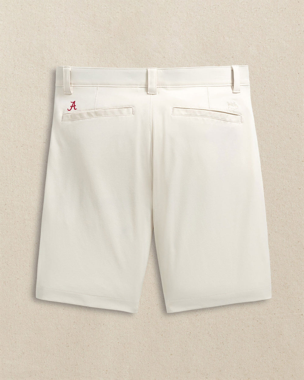 The back view of the Southern Tide Alabama Crimson Tide brrr°®-die 8" Performance Short by Southern Tide - Stone