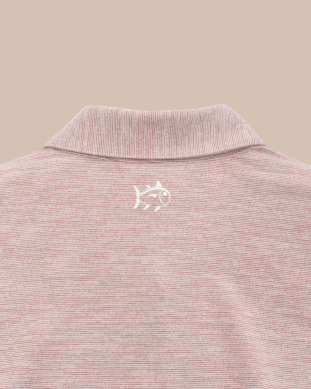 The yoke view of the Alabama Crimson Tide Driver Spacedye Polo Shirt by Southern Tide - Crimson