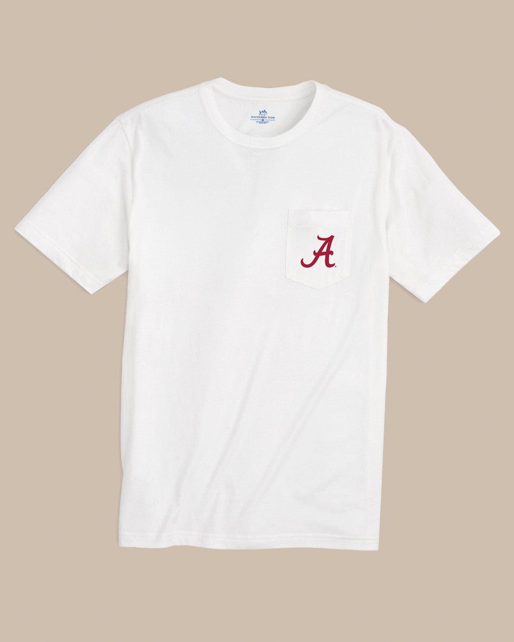 The front view of the Southern Tide Alabama Gameday Embroidered Short Sleeve T-Shirt by Southern Tide - Classic White