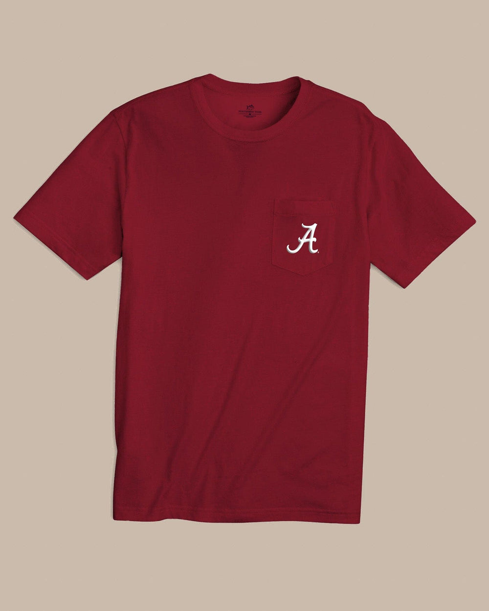 The front view of the Southern Tide Alabama Crimson Tide Gameday Embroidered Short Sleeve T-Shirt by Southern Tide - Crimson