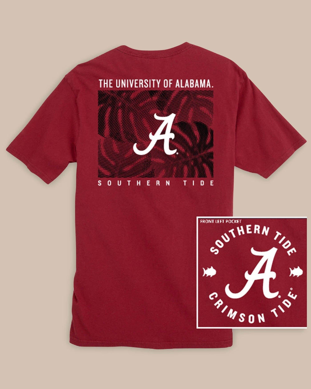 Alabama Crimson Tide Halftone Monstera T-Shirt C_T-Shirts Southern Tide 