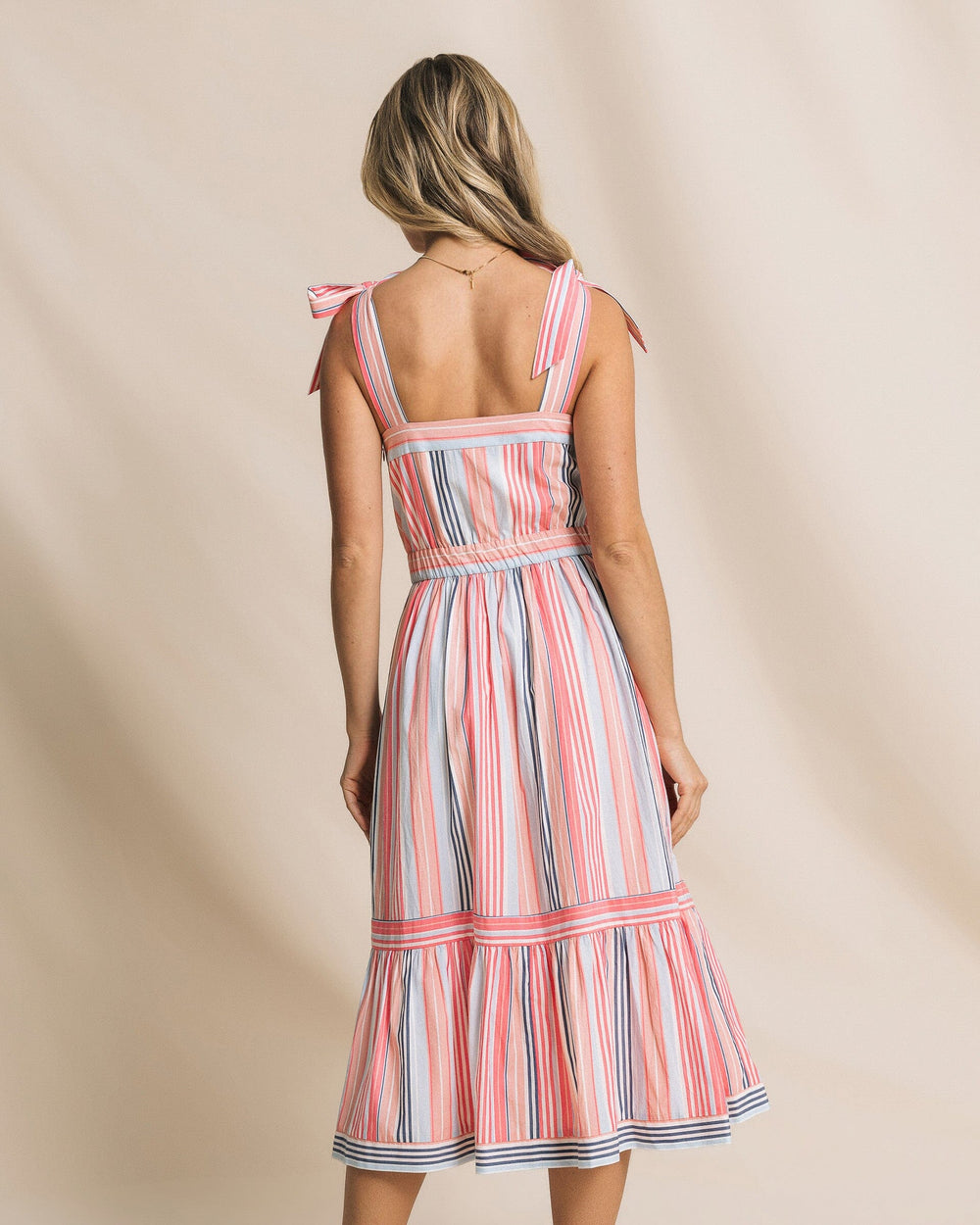 The back view of the Southern Tide Alexandrea Midi Dress by Southern Tide - Peaches N' Cream