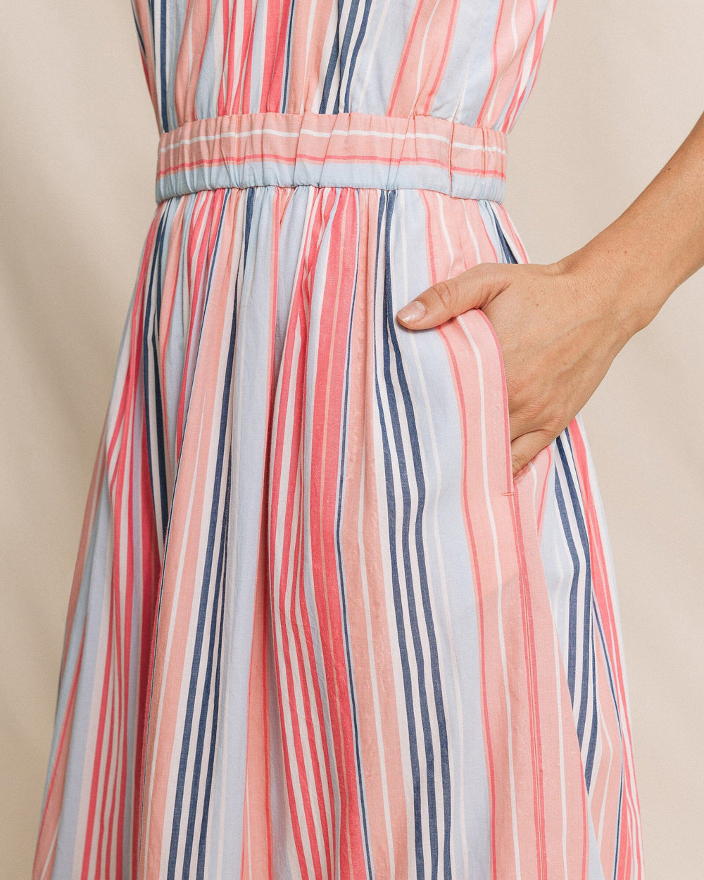 The detail view of the Southern Tide Alexandrea Midi Dress by Southern Tide - Peaches N' Cream