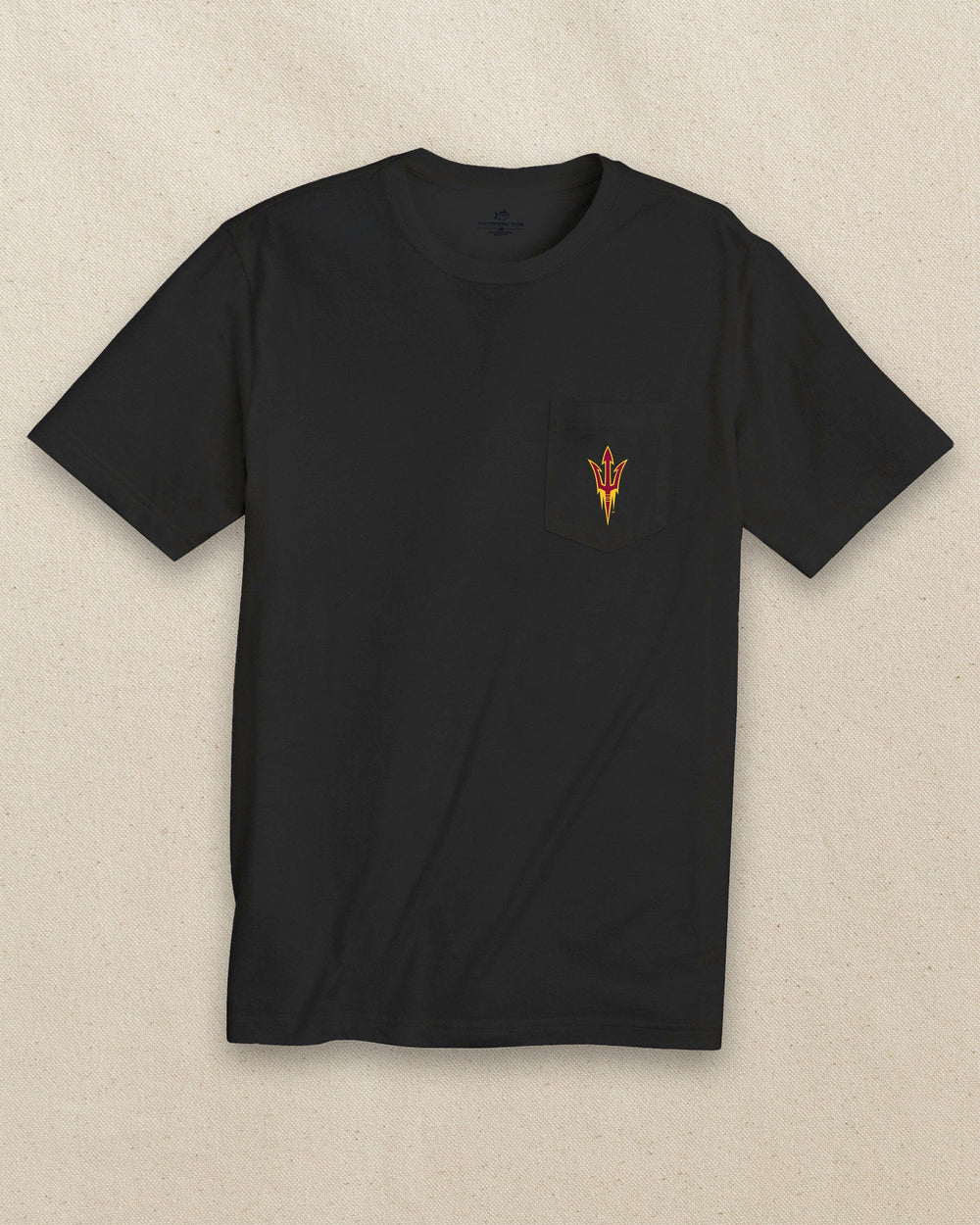 The front view of the Southern Tide Arizona State Sun Devils Gameday Embroidered Short Sleeve T-Shirt by Southern Tide - Black