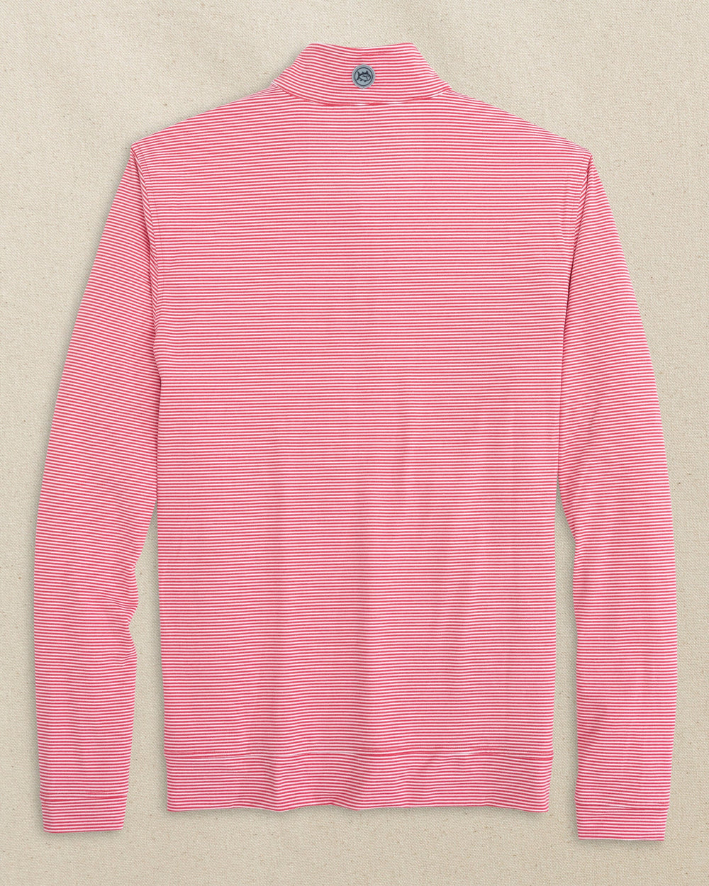 The back view of the Southern Tide Arizona Wildcats Cruiser Micro-Stripe Heather Quarter Zip by Southern Tide - Heather Varsity Red