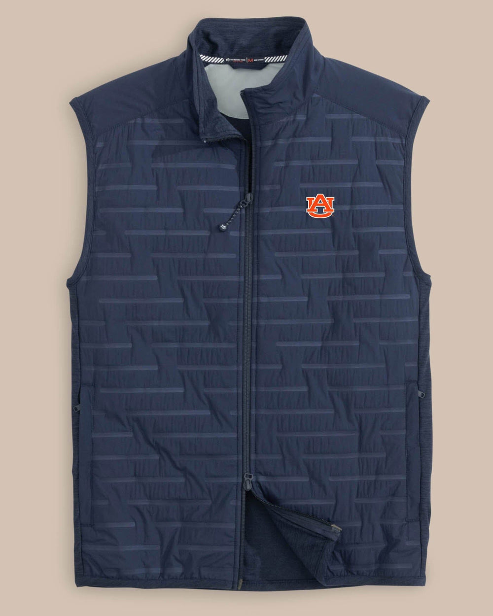 The front view of the Southern Tide Auburn Tigers Abercorn Vest by Southern Tide - True Navy