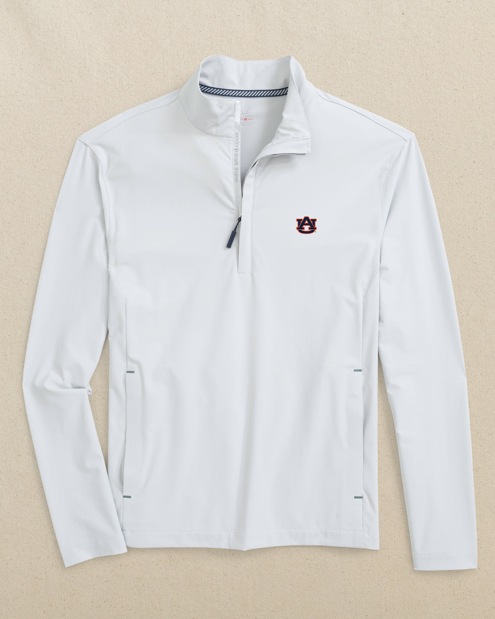 The front view of the Southern Tide Auburn Tigers Avondale Performance Jacket by Southern Tide - Platinum Grey