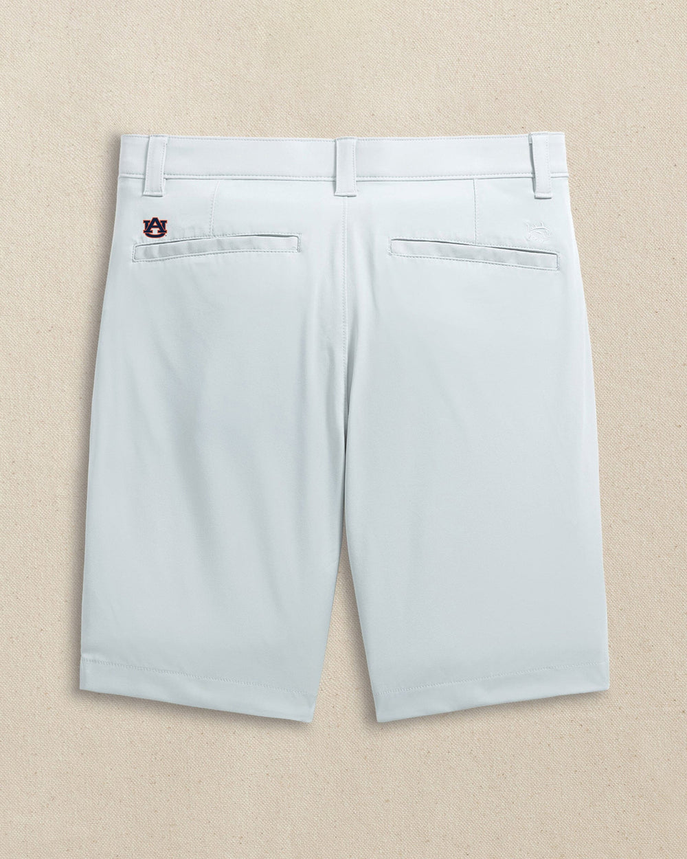 The back view of the Southern Tide Auburn Tigers brrr°®-die 8" Performance Short by Southern Tide - Seagull Grey