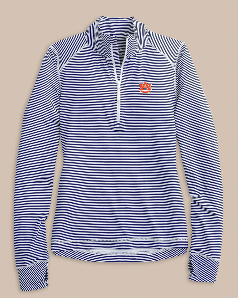 Auburn Tigers Women's Striped Runaround Quarter Zip C_Outerwear Southern Tide 
