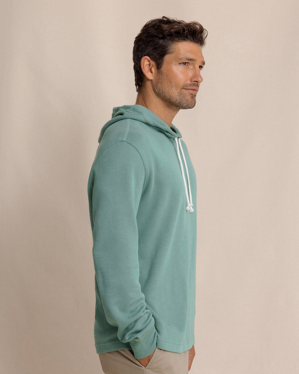 The side view of the Southern Tide Bay View Hoodie by Southern Tide - Seafoam Green