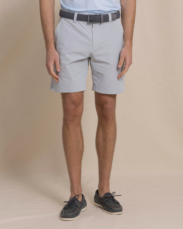 The front view of the Southern Tide Birdie 8" Coastal Breeze® Performance Short by Southern Tide - Seagull Grey