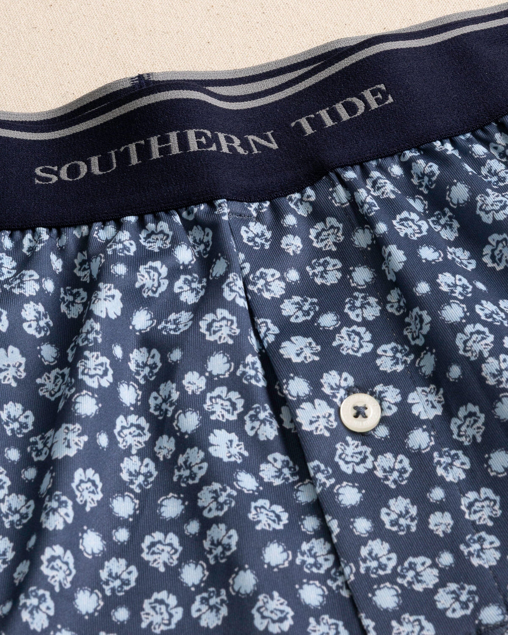 The detail view of the Southern Tide Blossom Bliss Performance Boxer by Southern Tide - Light Indigo
