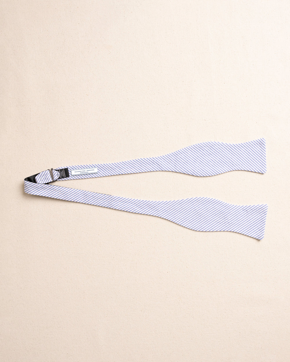 The untied view of the Southern Tide Blue and White Seersucker Bow Tie by Southern Tide - Blue