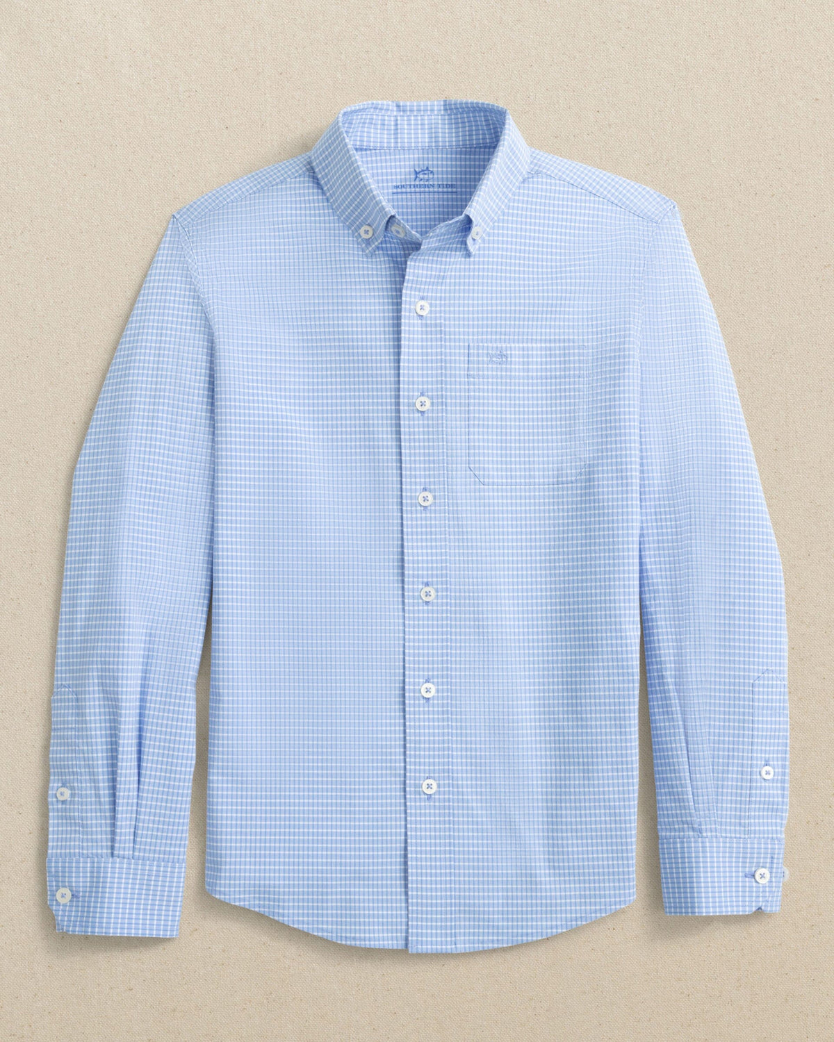 The front view of the Southern Tide Boys Crofton Plaid Charleston Sport Shirt by Southern Tide - Ocean Channel