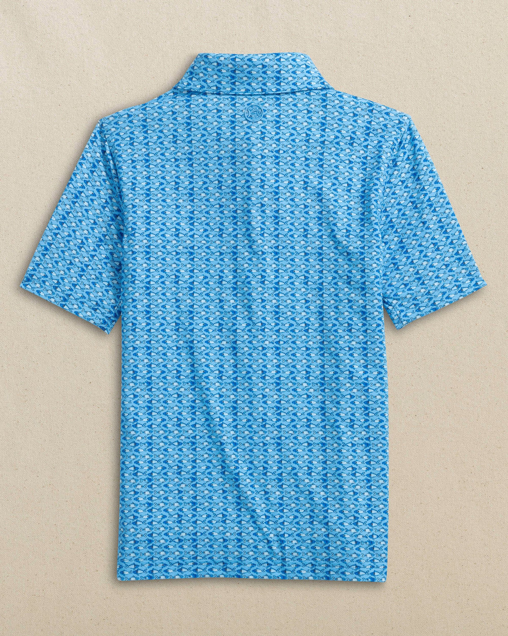 The back view of the Southern Tide Boys Driver Fish Printed Performance Polo by Southern Tide - Ocean Channel