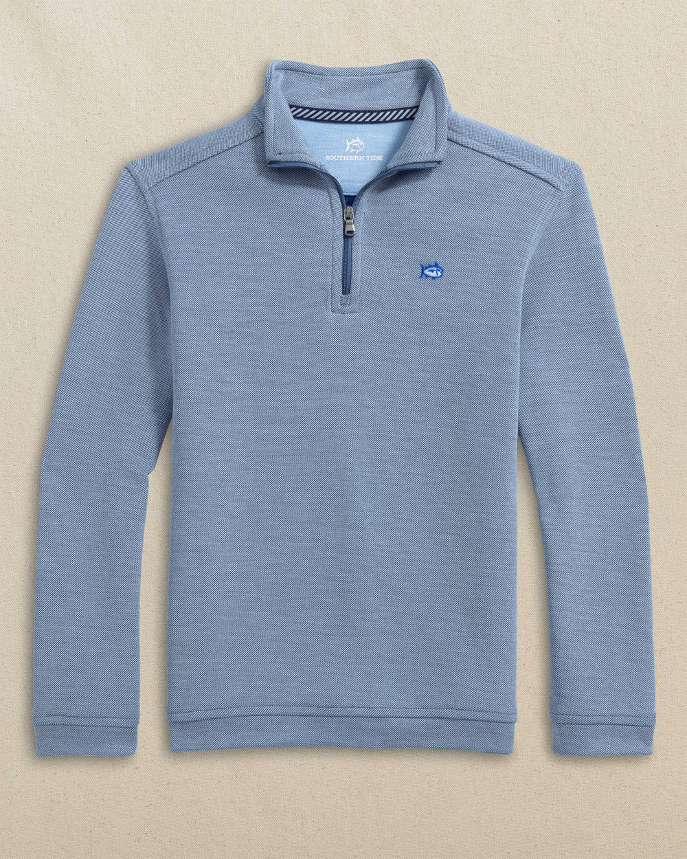 The front view of the Southern Tide Boys Sandy Cove Quarter Zip by Southern Tide - Nautical Blue