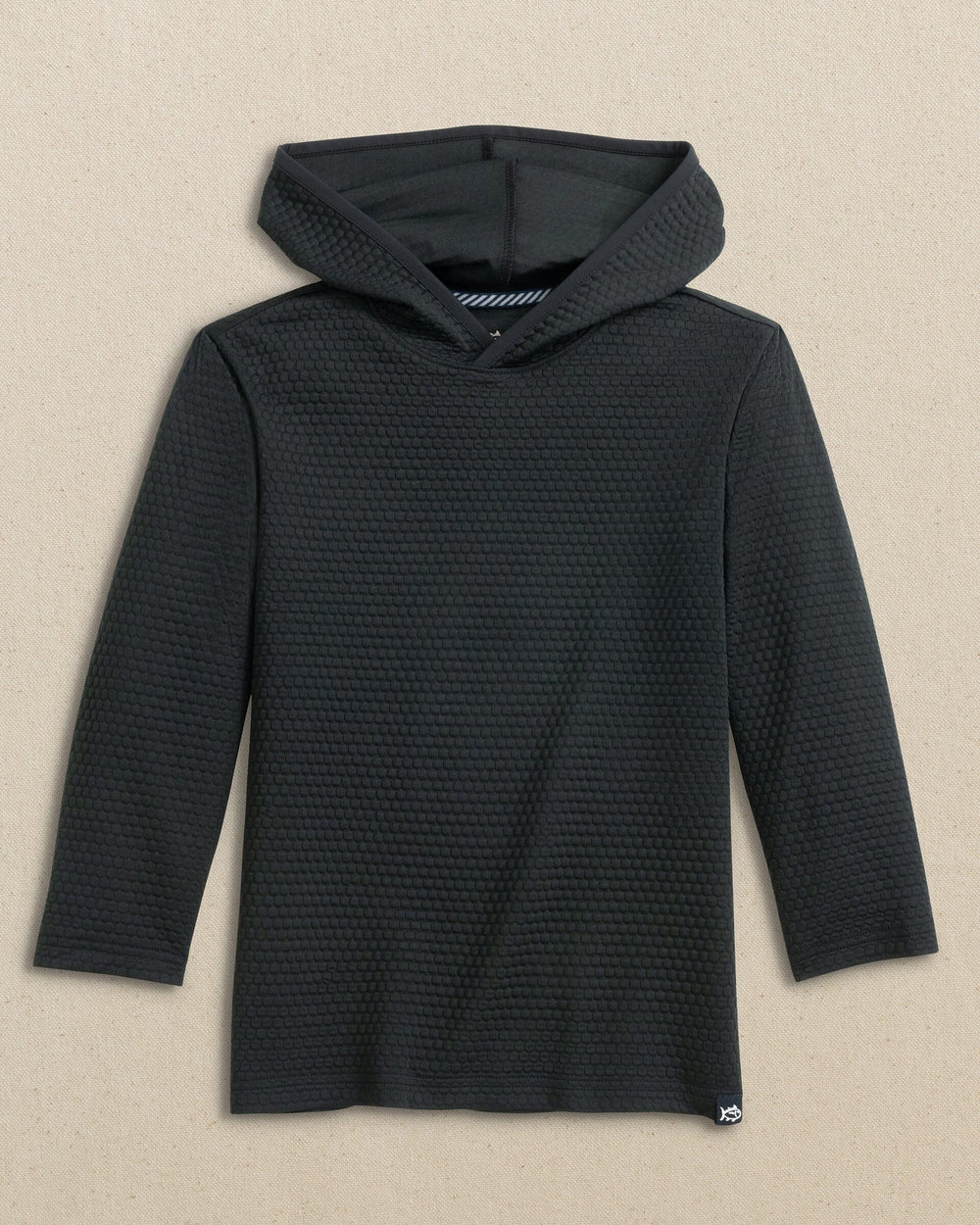 The front view of the Southern Tide Boys Scuttle Hoodie by Southern Tide - Caviar Black 