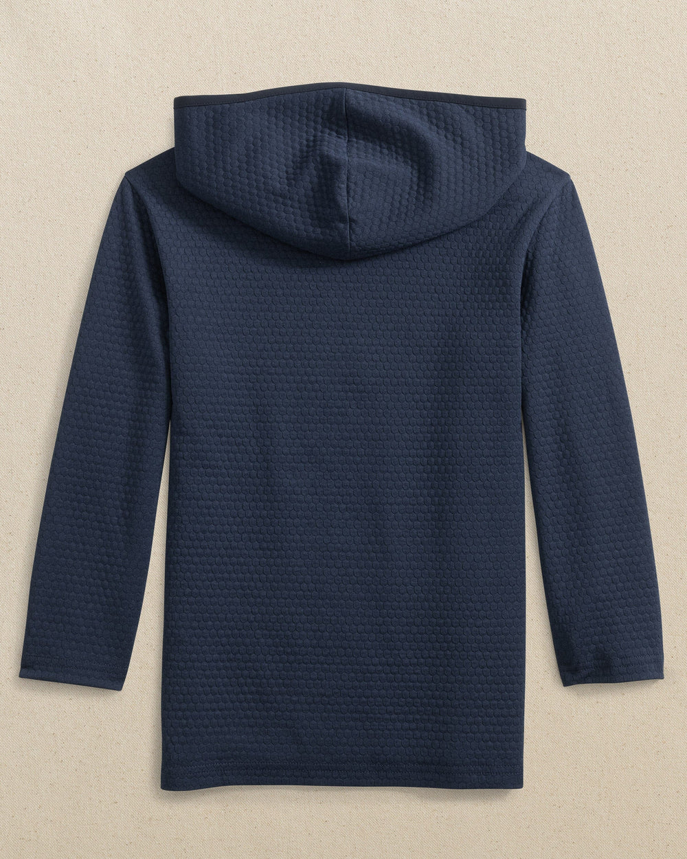 The back view of the Southern Tide Boys Scuttle Hoodie by Southern Tide - Heather True Navy