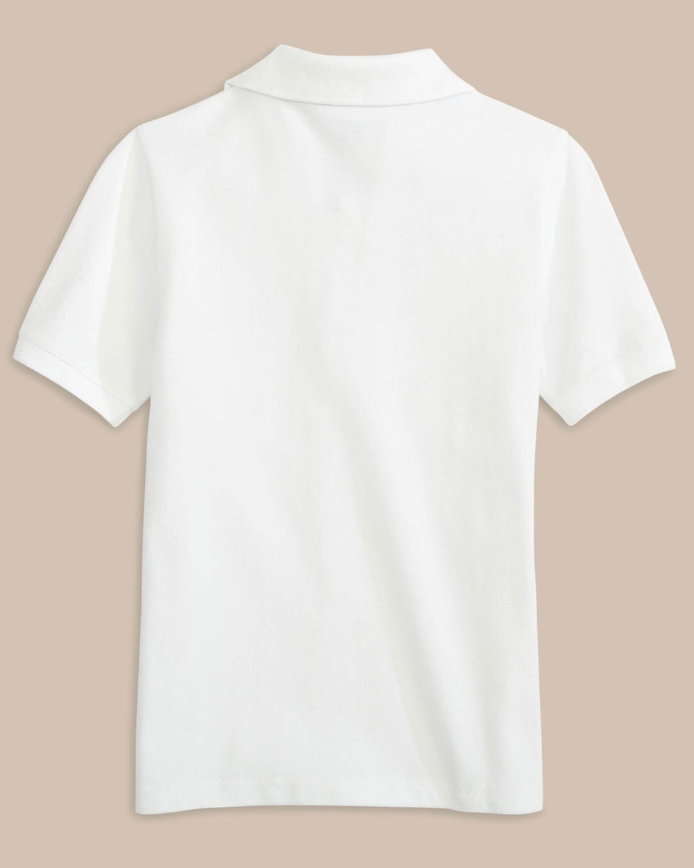 The back view of the Boys Skipjack Polo by Southern Tide - Classic White