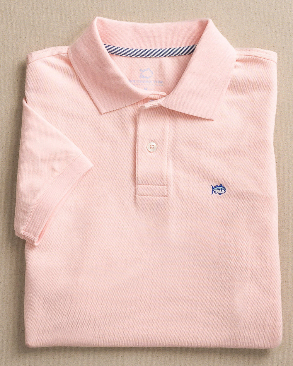 The detail view of the Southern Tide Boys Skipjack Polo by Southern Tide - Light Pink