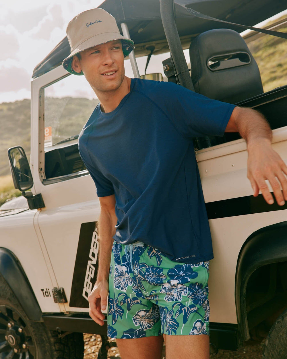 The front view of the Southern Tide brrr°®-illiant Performance Tee by Southern Tide - Nautical Navy