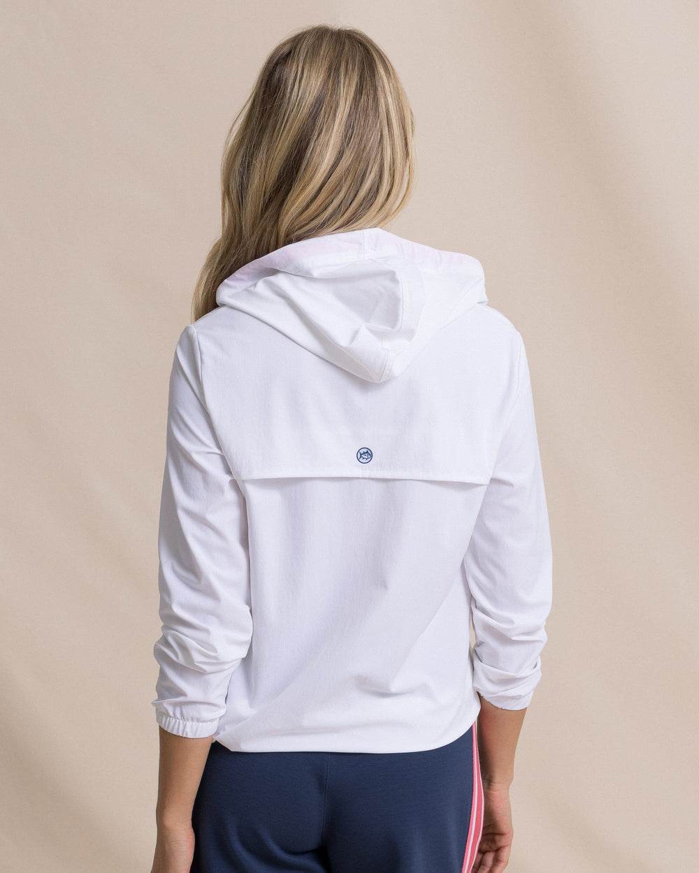 The back view of the Southern Tide Calie Colorblock Popover by Southern Tide - Classic White