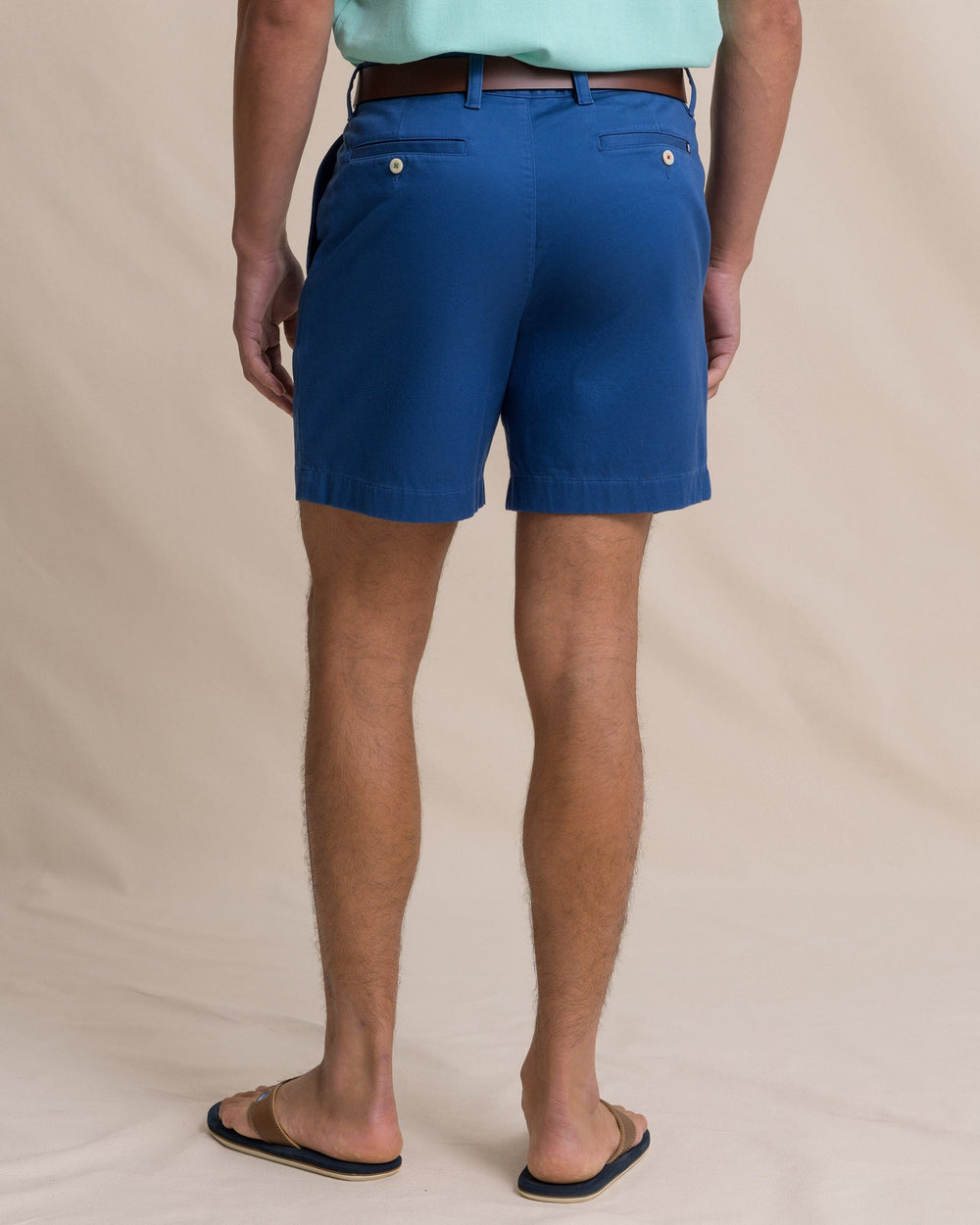 The back view of the Southern Tide Channel Marker 7" Stretch Chino Short by Southern Tide - Nautical Blue