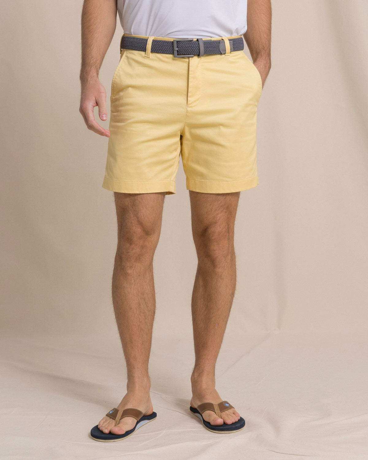 The front view of the Southern Tide Channel Marker 7" Stretch Chino Short by Southern Tide - Pineapple