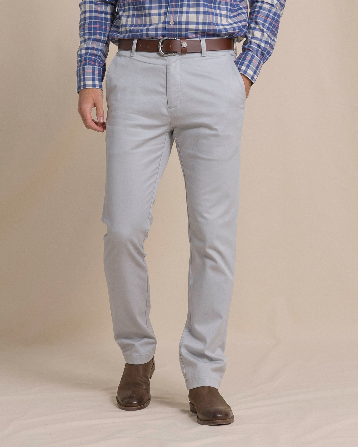 The front view of the Southern Tide Channel Marker Stretch Chino Pant by Southern Tide - Seagull Grey