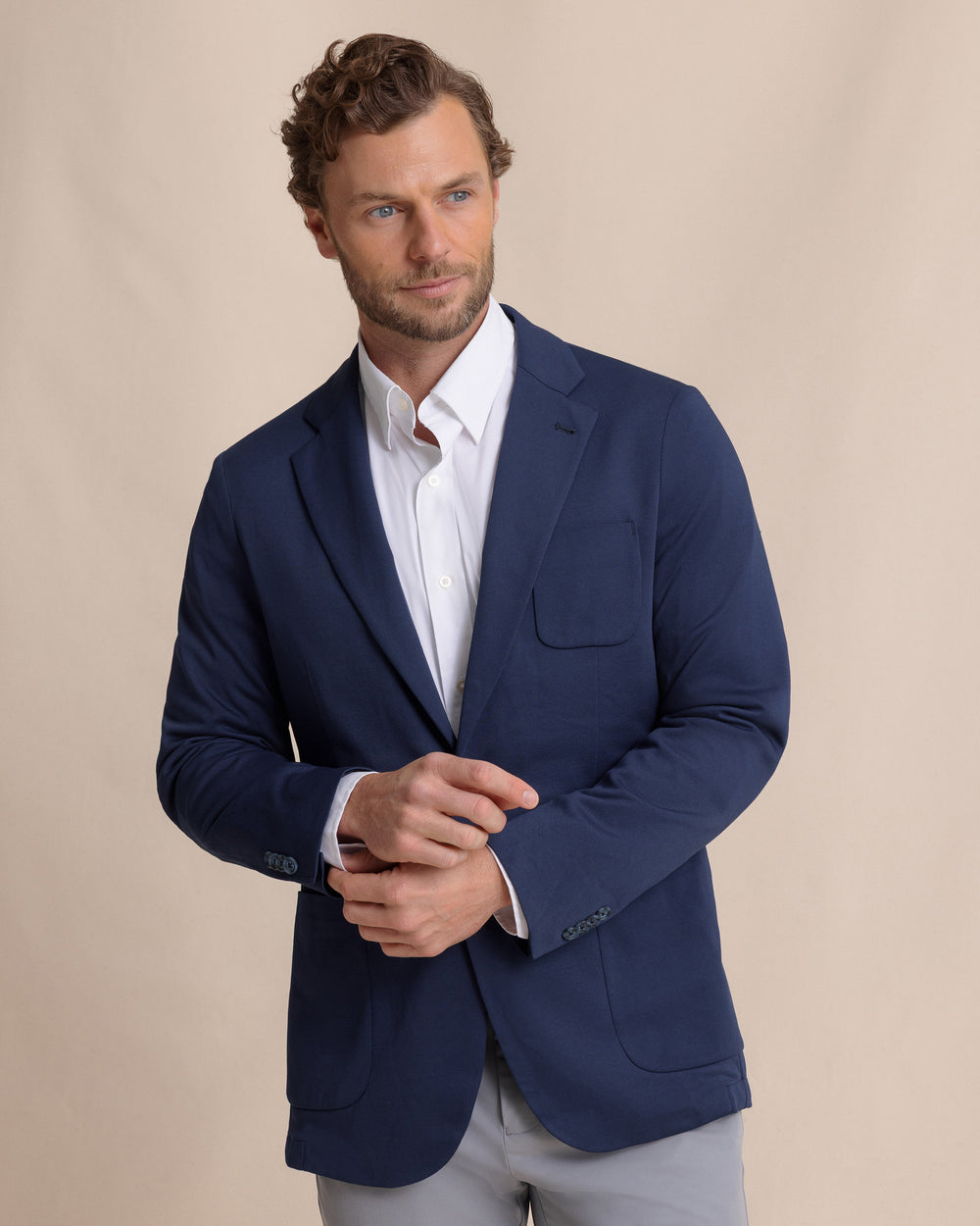 The front view of the Southern Tide Charleston Blazer by Southern Tide - Navy