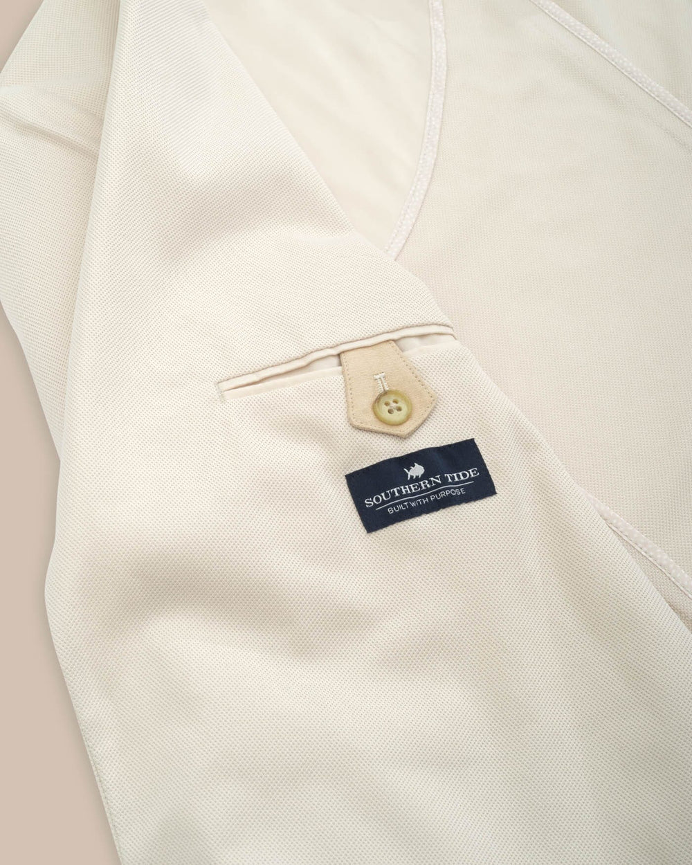 The detail view of the Southern Tide Charleston Blazer by Southern Tide - Perfectly Pale Khaki