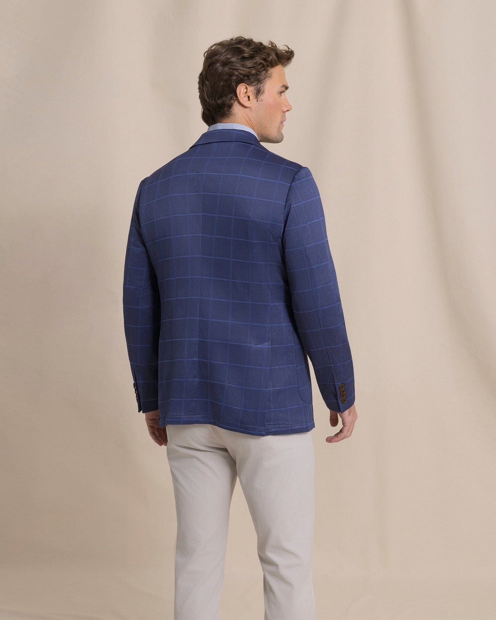 The back view of the Southern Tide Charleston Windowpane Blazer by Southern Tide - Nautical Blue