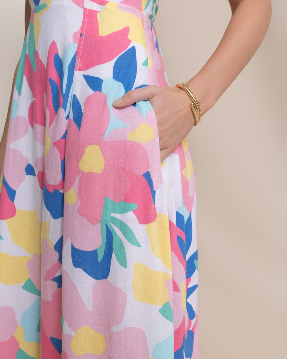 The detail view of the Southern Tide Cinzia Printed Cross Strap Dress by Southern Tide - Classic White