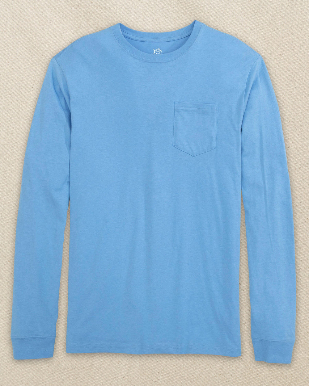 The front view of the Southern Tide Classic Long Sleeve Pocket T-Shirt in Ocean Channel by Southern Tide - Ocean Channel