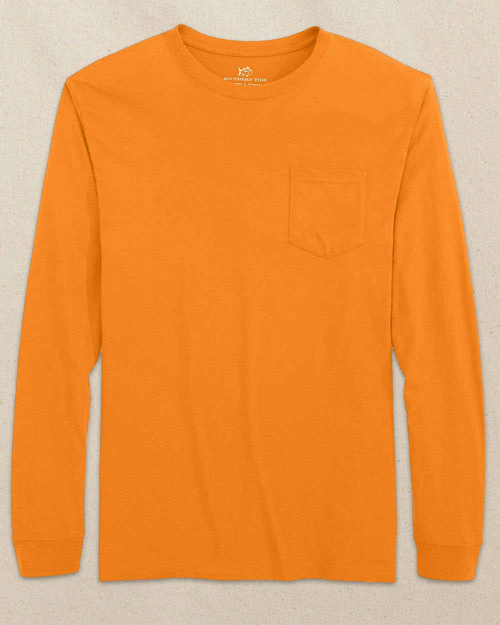 The front view of the Southern Tide Classic Long Sleeve Pocket T-Shirt in Rocky Top Orange by Southern Tide - Rocky Top Orange