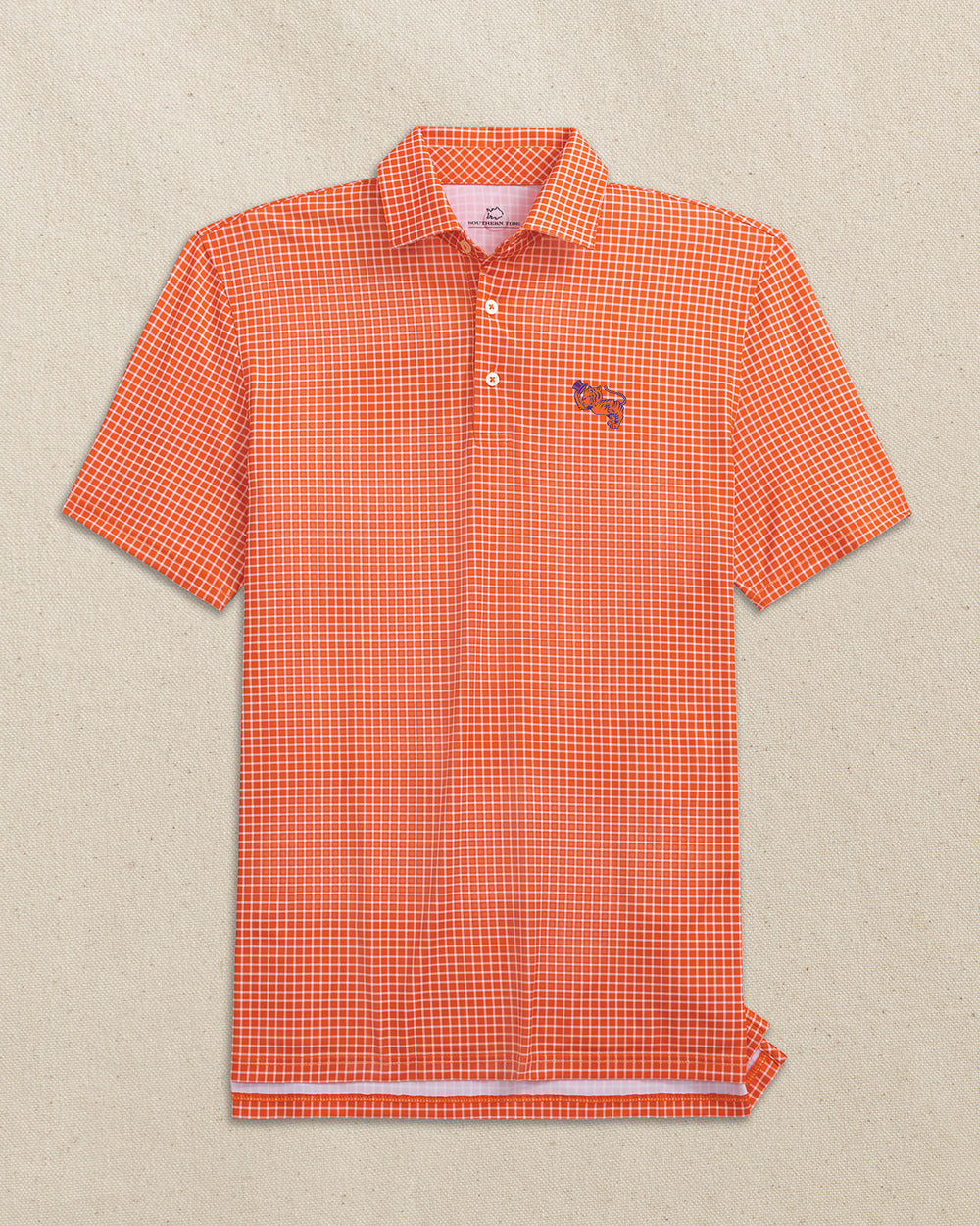 Clemson Gentleman Tiger Driver Dunes Edge Plaid Polo C_Polo Shirts Southern Tide 