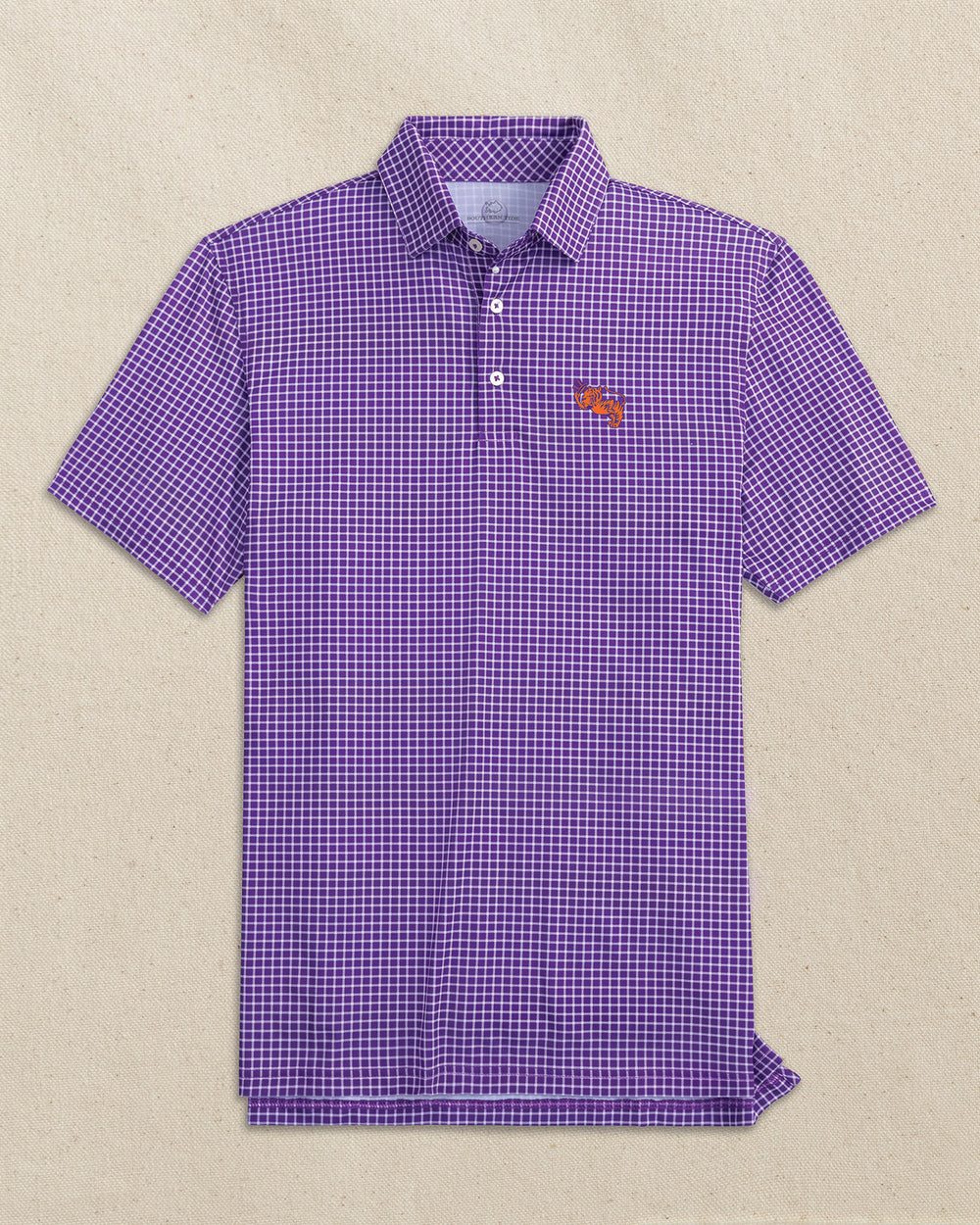 Clemson Gentleman Tiger Driver Dunes Edge Plaid Polo C_Polo Shirts Southern Tide 