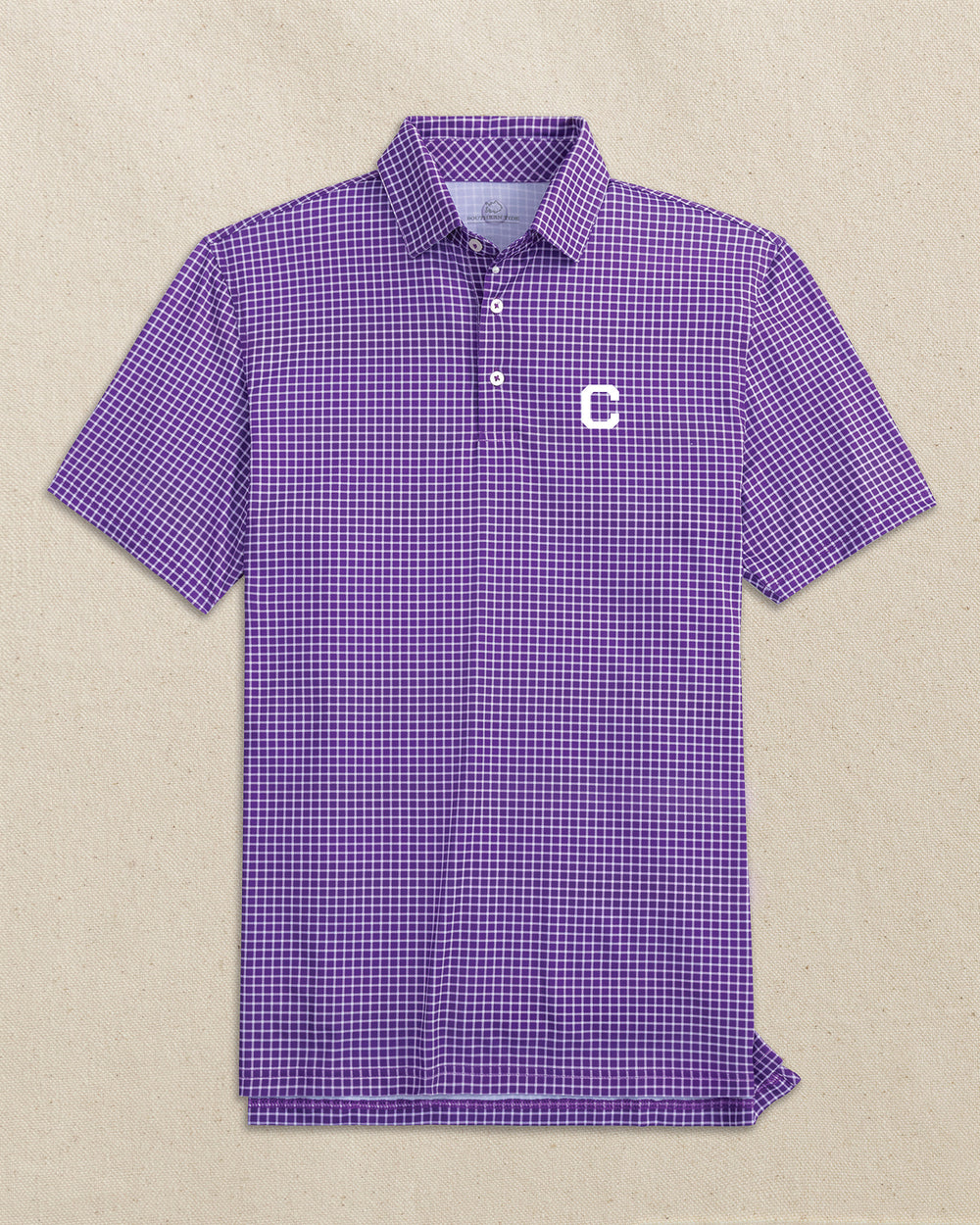 Clemson Tigers Block C Driver Dunes Edge Plaid Polo C_Polo Shirts Southern Tide 