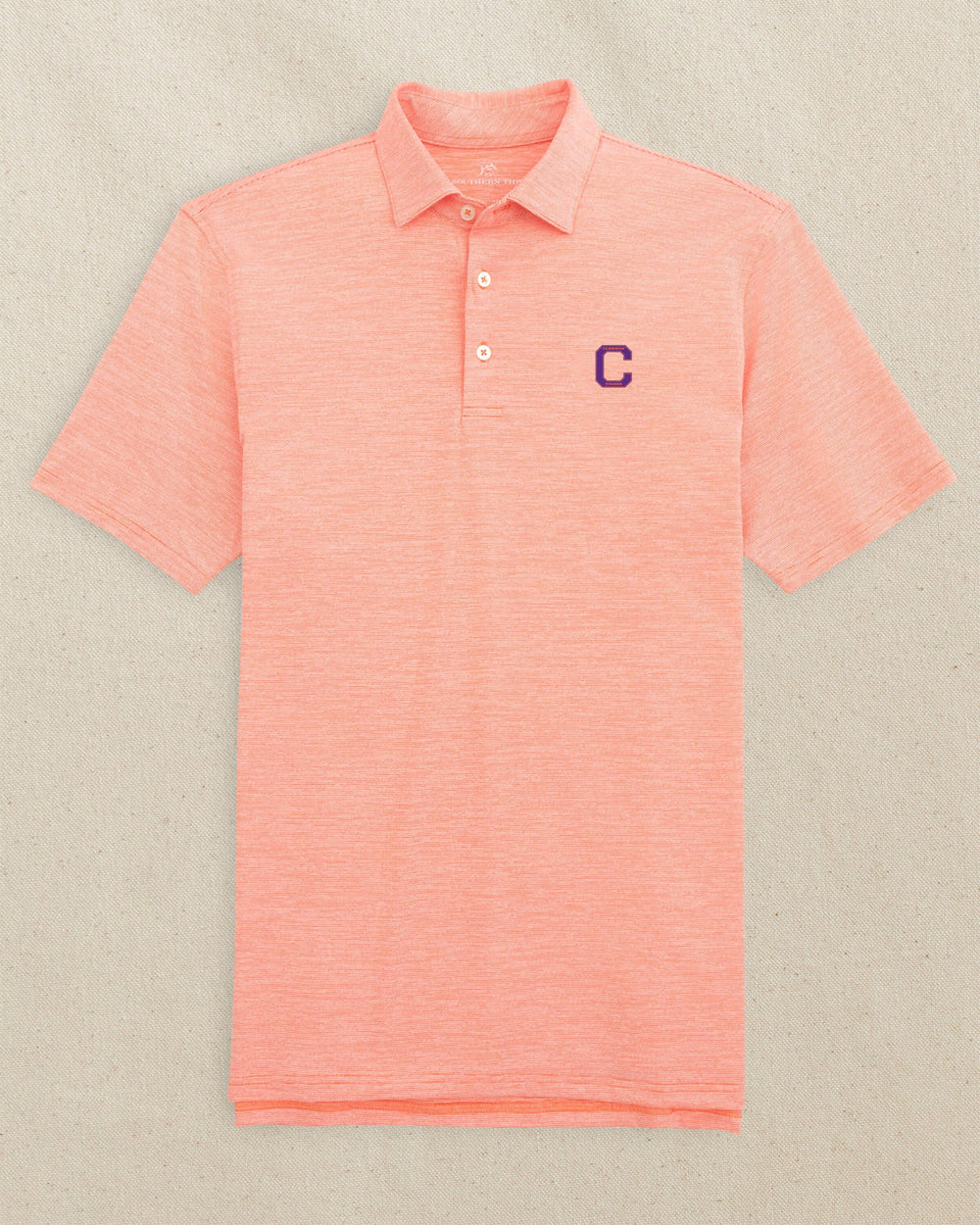 Clemson Tigers Block C Driver Spacedye Polo C_Polo Shirts Southern Tide 