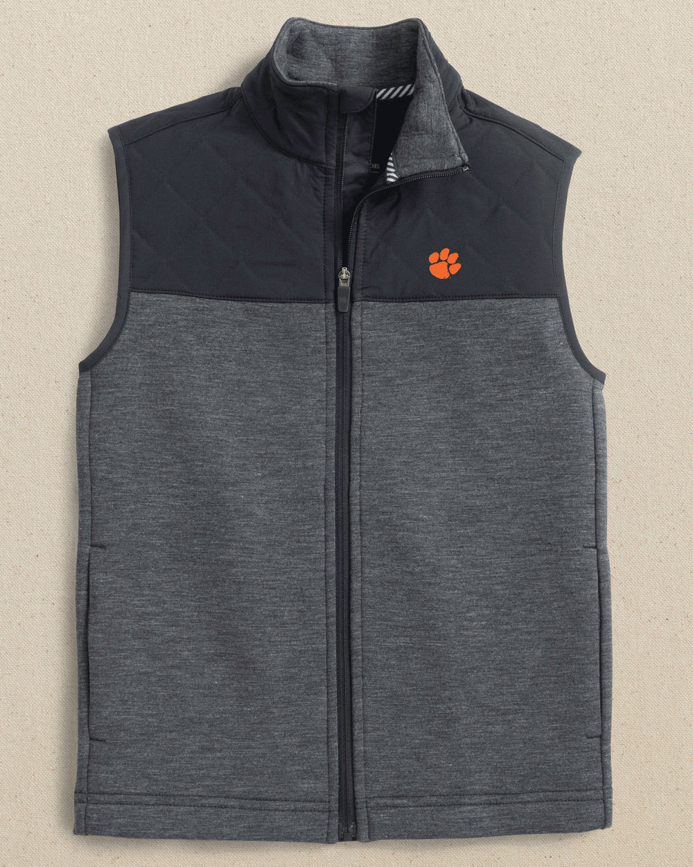 Clemson Tigers Boys Waterfront Quilted Vest C_Outerwear Southern Tide 