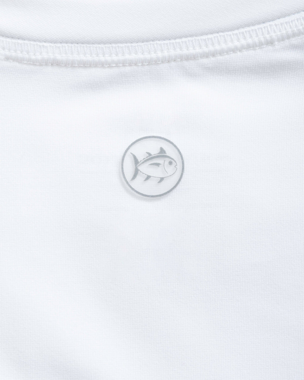 The detail view of the Southern Tide Clemson Tigers brrr°®-illiant Performance Long Sleeve T-Shirt by Southern Tide - Classic White