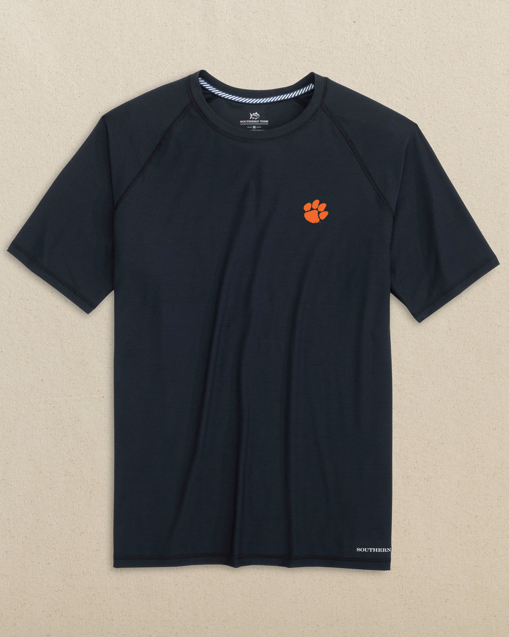 The front view of the Southern Tide Clemson Tigers brrr°®-illiant Performance T-Shirt by Southern Tide - Caviar Black
