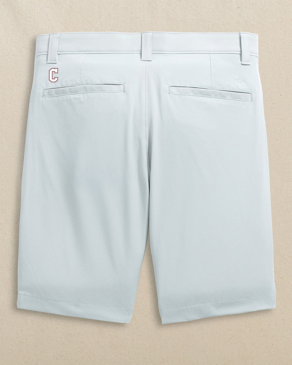 The back view of the Southern Tide College of Charleston Cougars Birdie 8" Coastal Breeze® Performance Short by Southern Tide - Seagull Grey
