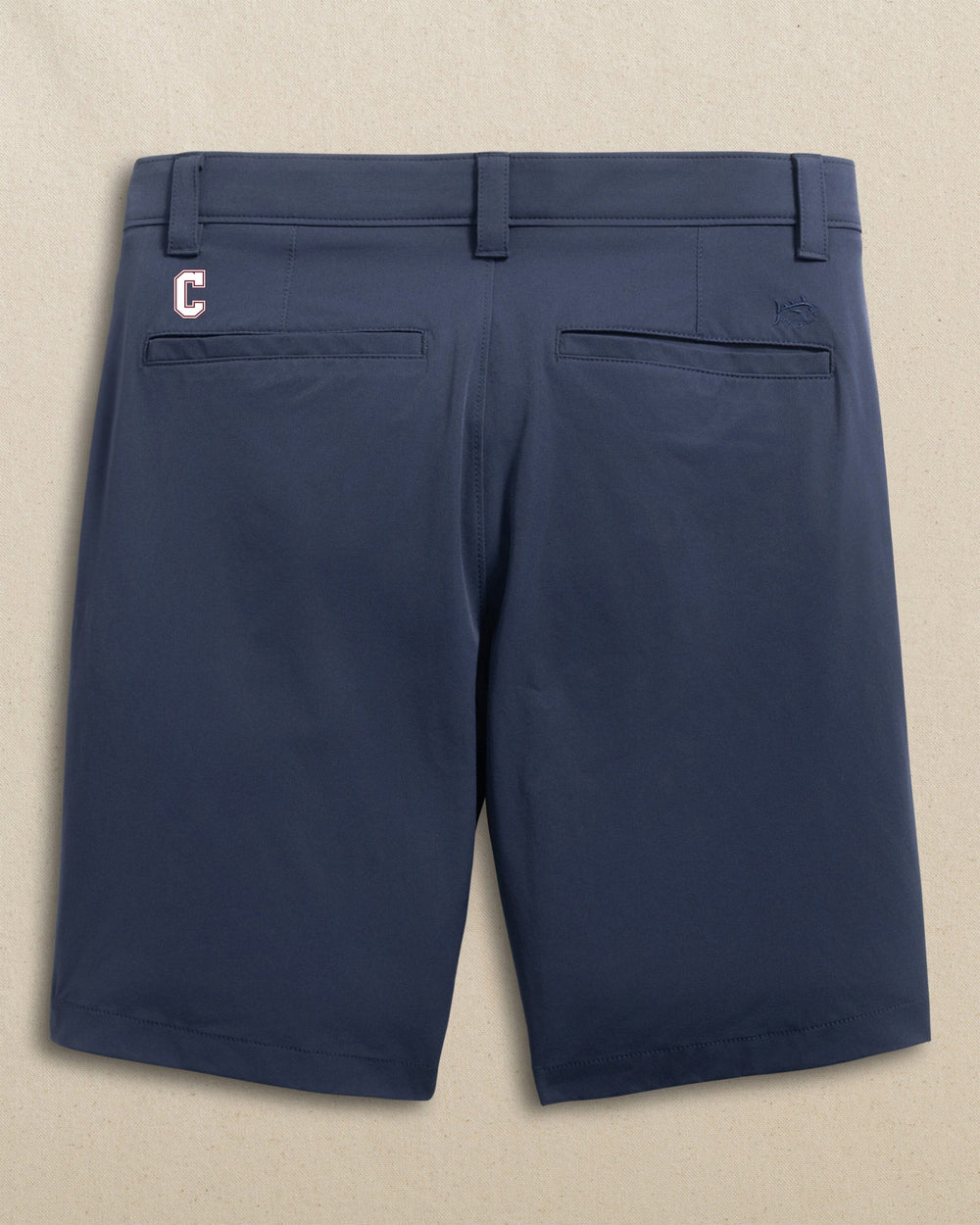 The back view of the Southern Tide College of Charleston Cougars Birdie 8" Coastal Breeze® Performance Short by Southern Tide - True Navy