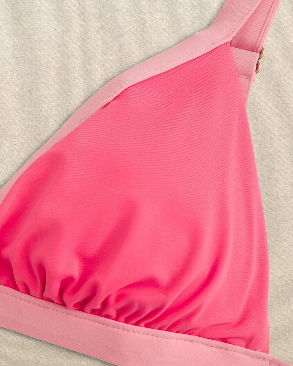 The detail view of the Southern Tide Colorblock Bikini Top by Southern Tide - Island Pink